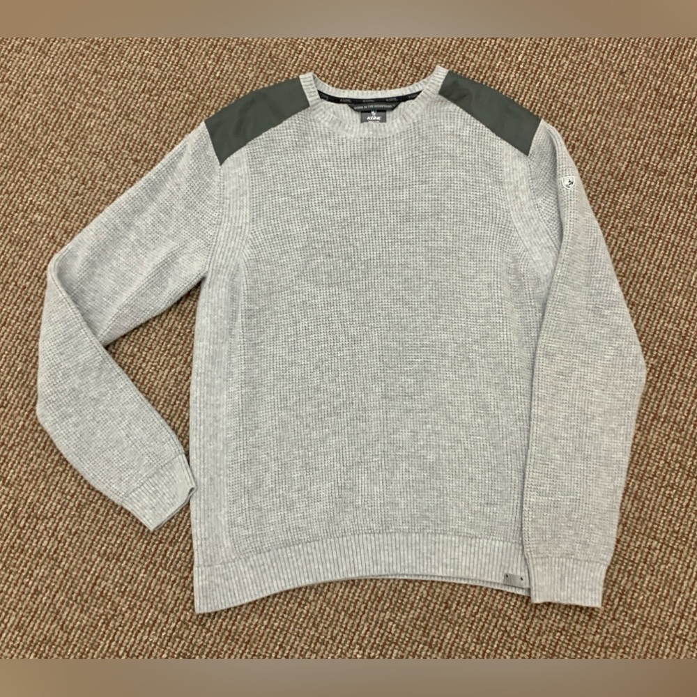 Men's XL KUHL Evader Merino Wool Organic Cotton Blend Fitted Articulated Sweater
